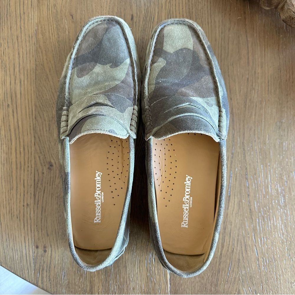Russell & Bromley men’s camo print suede slip ons, loafers, driver Men's EU 41.5